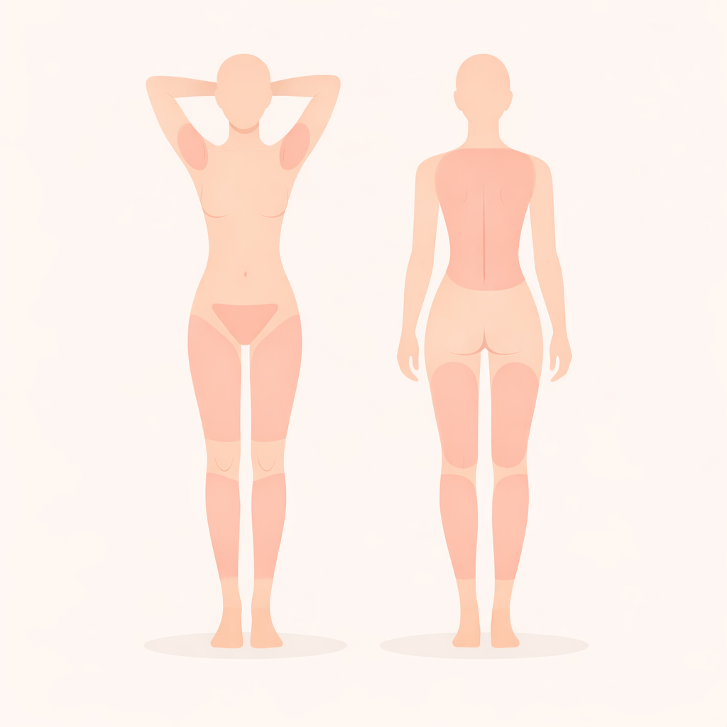 Illustration einer weiblichen Silhouette (Vorder- und Rückansicht)