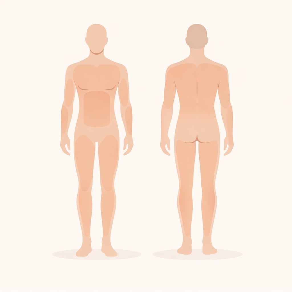 Illustration einer männlichen Silhouette (Vorder- und Rückansicht)